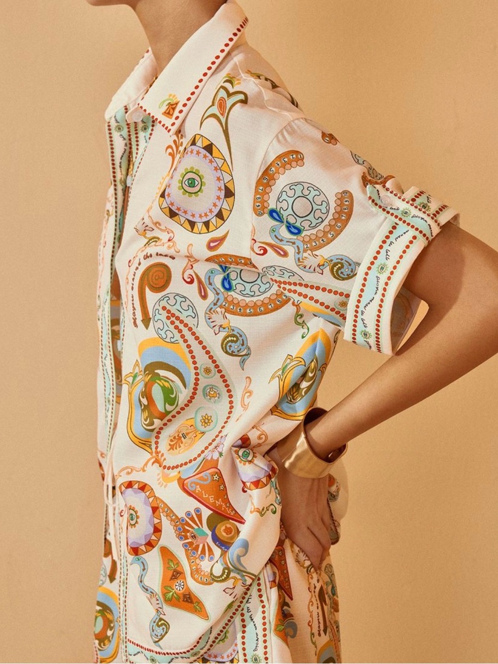 Commense White Paisley-Print Drawstring Bermudas - Picture 5 of 7